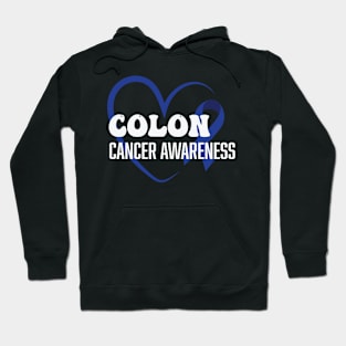 Colon Cancer Awareness Blue ribbon Heart Hoodie